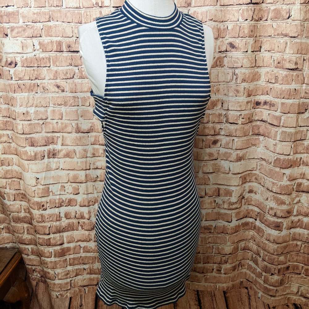 Derek heart Dress Blue White Stripe Size Large